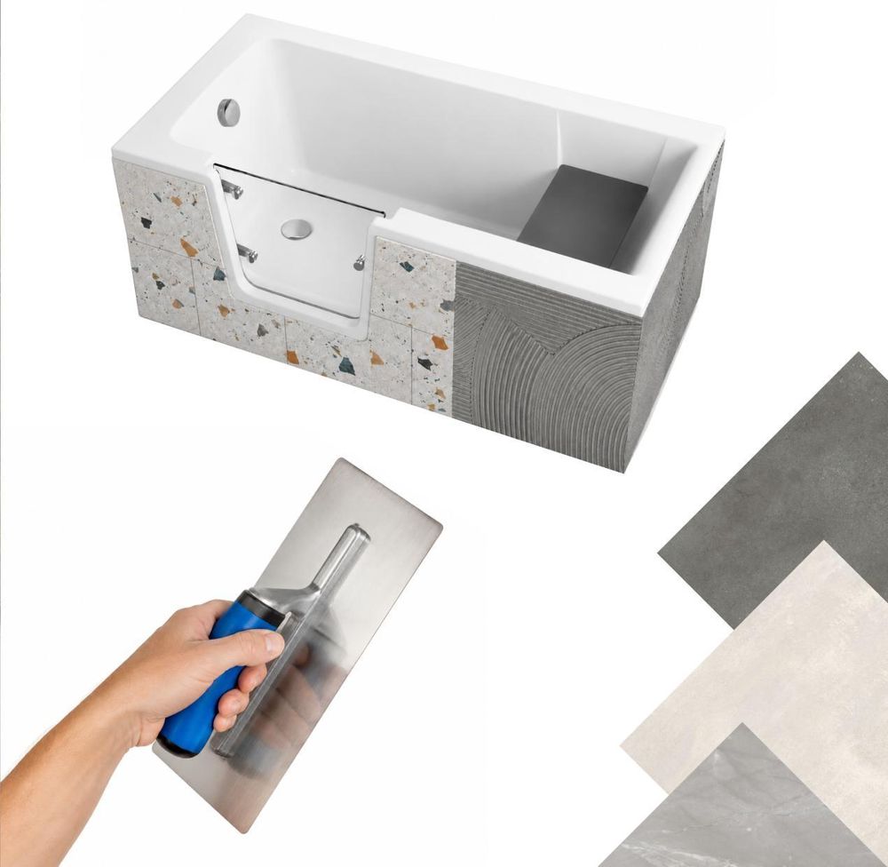 AQUA for you | Badewanne - VOVO – Seniorenbadewanne mit Tür – 140 x 70 x 58 cm - universell - Weiß - mit Tür, Sitz, Montagegestell, , Einbaubadewanne