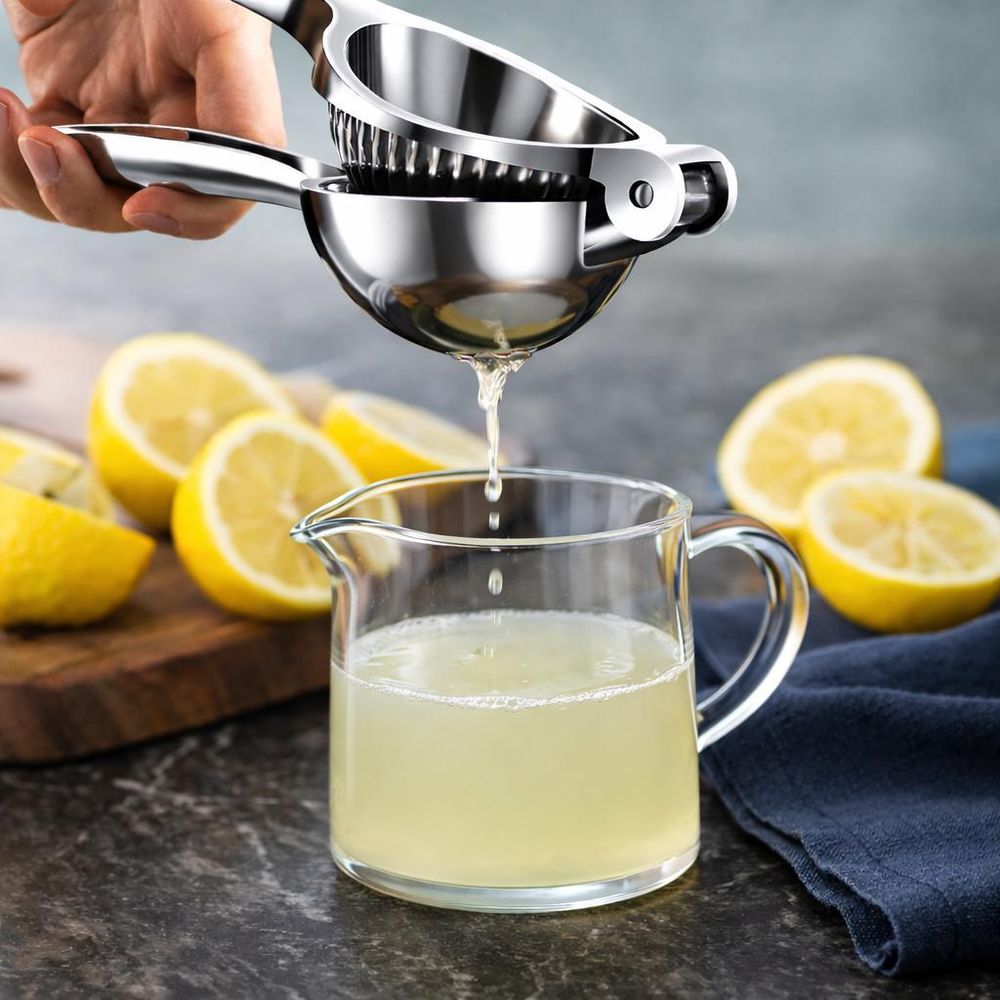 WELLHAUS Handpresse aus Stahl für Zitrusfrüchte – Zitruspresse für Zitronen und Limetten