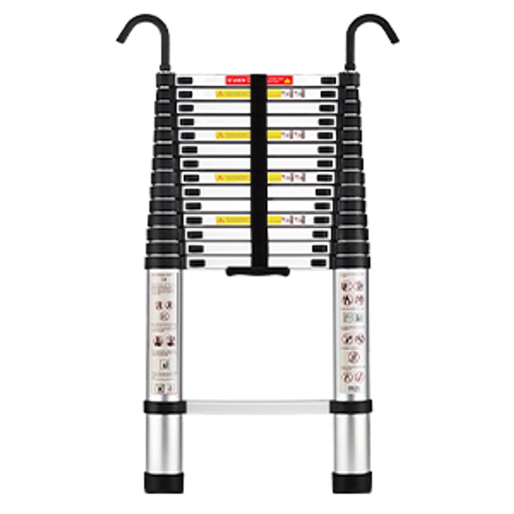 STANEW Teleskopleiter Aluminium 4,4m,Rutschfester Klappleiter Stehleiter Mehrzweckleiter, Abnehmbare Armlehne, Ausziehbare Leiter, Max 150 kg