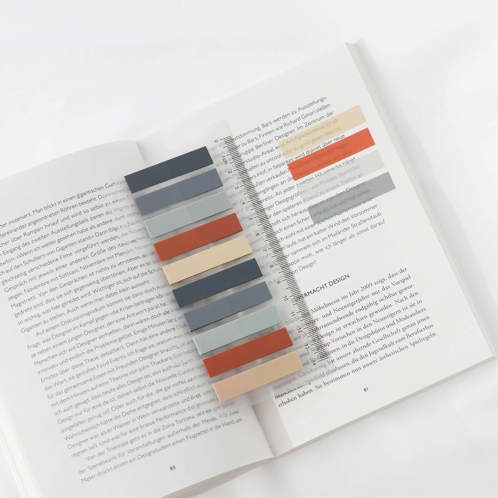 Ordinate-Coral Slate | Sticky Notes | Index Sticky Notes with Ruler | Page marker | Haftnotizen