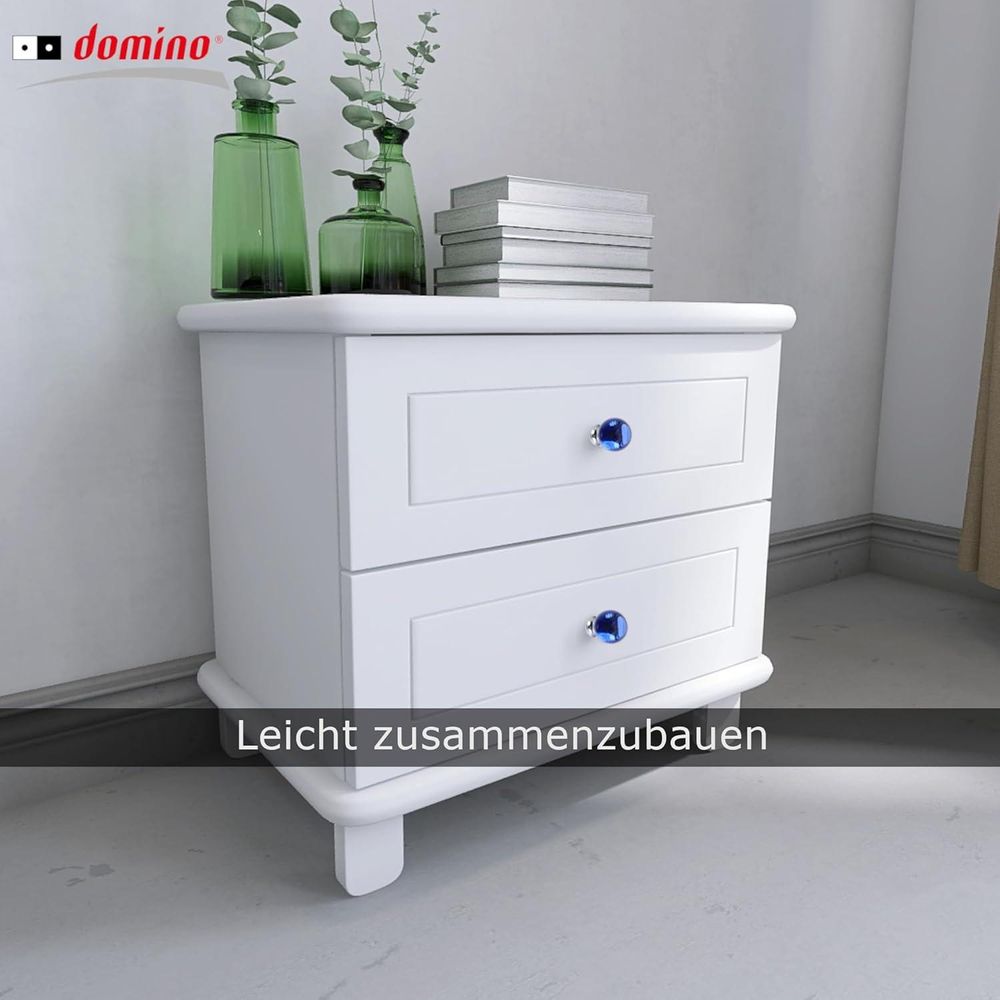 Domino Elegante Crystal D Möbelknopf 30mm in Chrom & Blau |Kristallknöpfe, Robustes Glas-Design |Möbelknöpfe | Glamouröser Stil | Perfekt für Schränke und Kommoden| 4 Stück