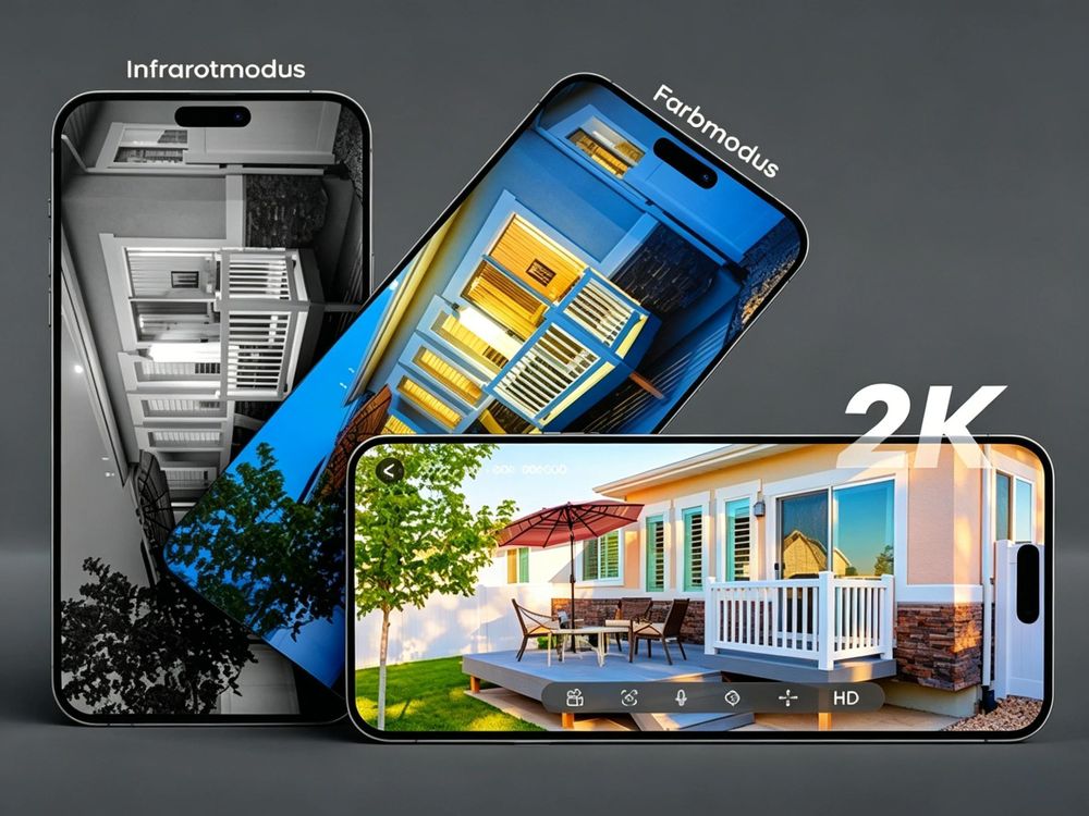 ieGeek Solar Überwachungskamera Aussen Akku WLAN Kamera mit Solarpanel Outdoor 3MP UHD Farbnachtsicht, Automatische Verfolgung, 2-Wege Audio ( 2 Stk)