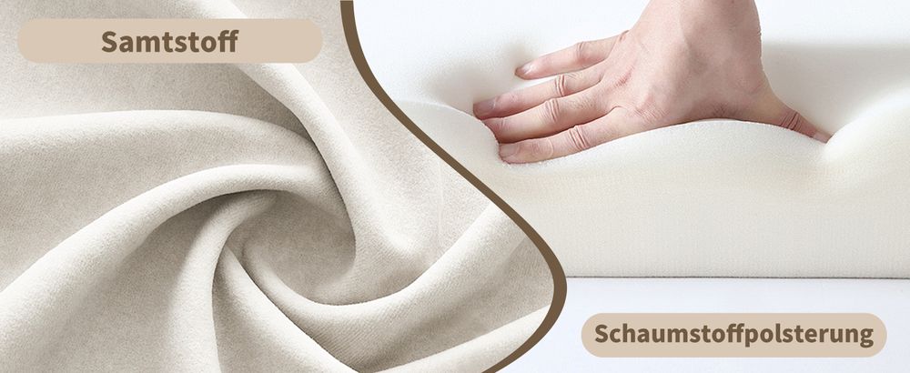 okwish Daybett Polsterbett 140x200, Schlafsofa mit LED-Licht und USB-Ladeanschluss,mit Rückenlehne und Kopfteil,Samtstoff,Beige-Ohne Matratze