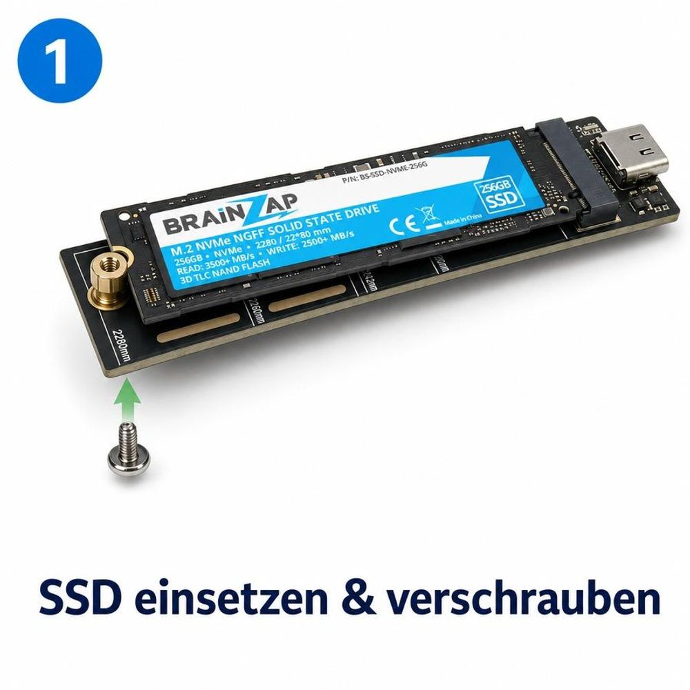 Schritt 1 – SSD einsetzen & verschrauben