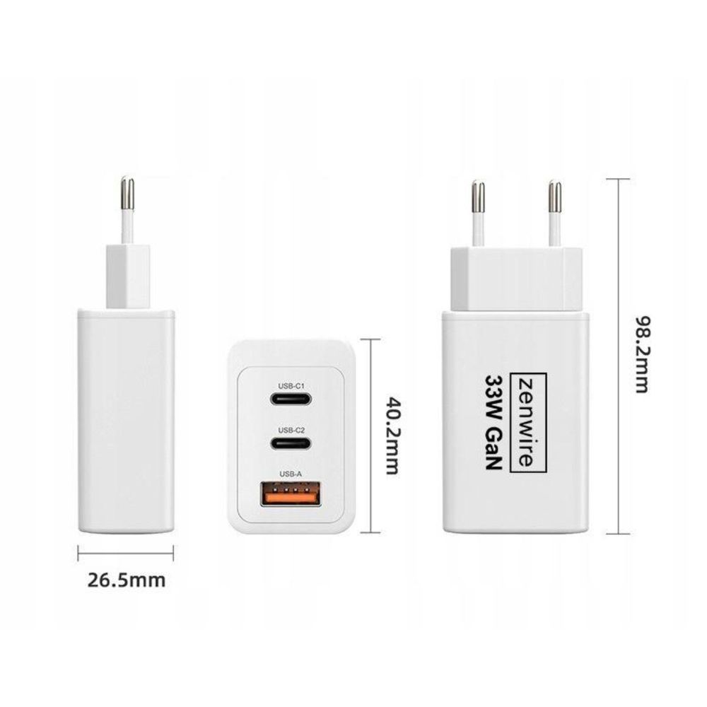 Szybka ładowarka - Zasilacz - Wtyczka ładowarki - Gan Iii 33 W - Zasilacz do iPhone Samsung