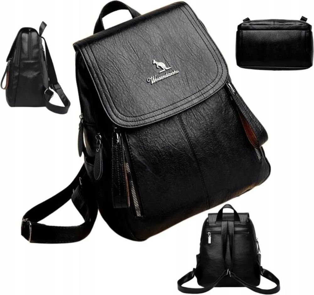 EDIBAZZAR | Eleganter schwarzer Damenrucksack aus im urbanen Stil