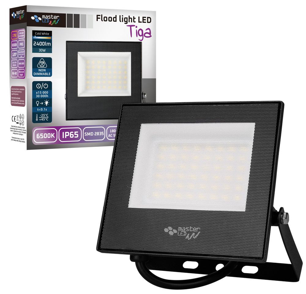 MasterLED LED Baustrahler mit Stativ 2x30W Doppelstrahler IP65 Flutlicht 4500K Arbeitsleuchte Baustellenlampe 6600lm SMD Fluter