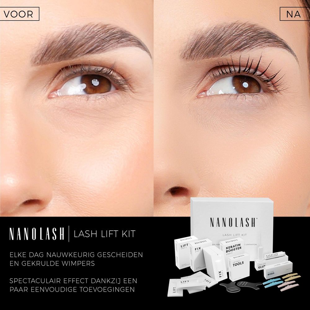 Kit voor wimperlifting en lamineren Nanolash - professionele wimperlifting set, DIY kit voor wimperlifting thuis en in de salon, wimper lifting set