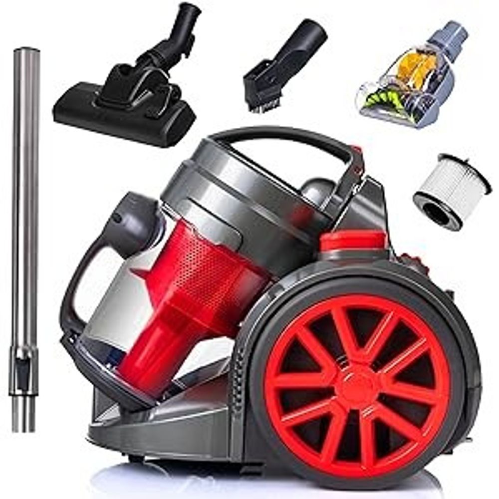 LEHMANN Staubsauger beutellos Zyklon 1,8 L, Düsensatz, Turbobürste, Max 4000 Watt, HEPA-Filter