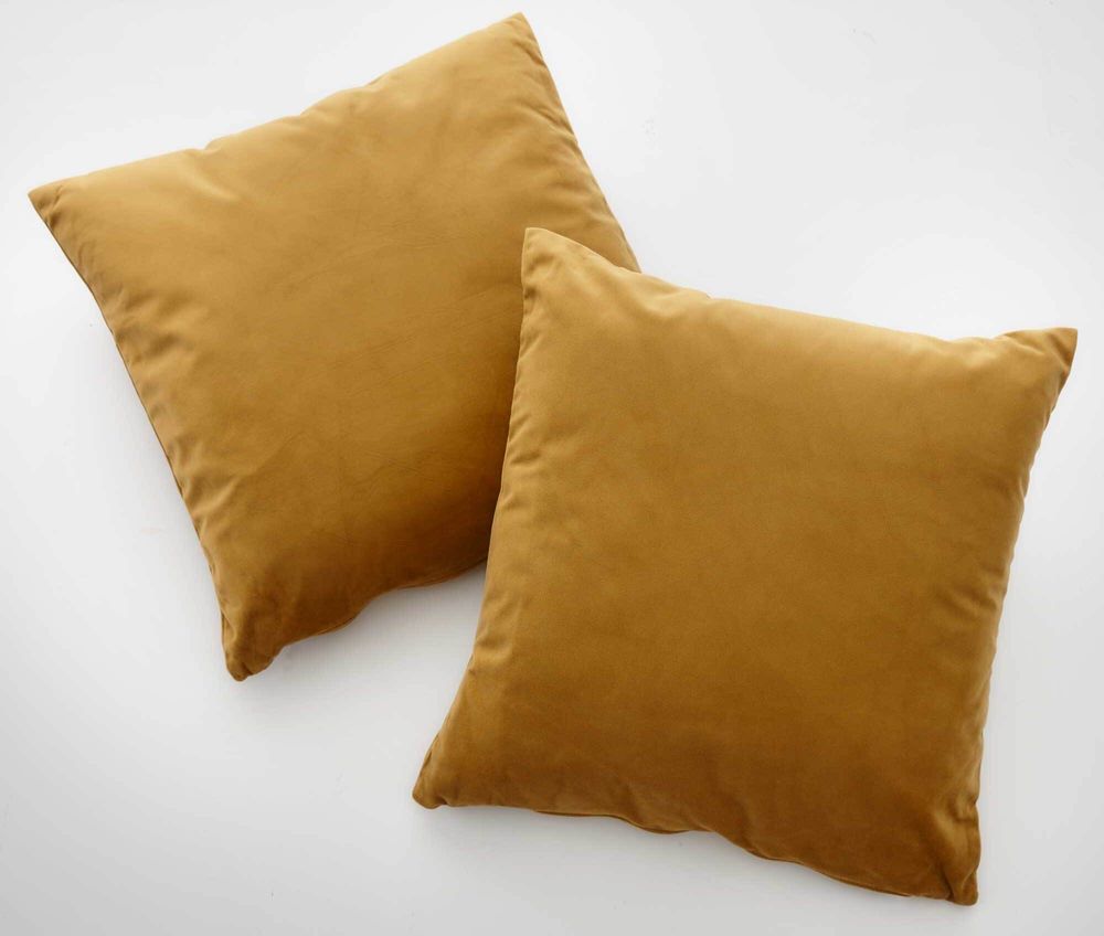 2er Set Sofakissen mit Füllung »Milano« HxB 45x45 cm Senf Dekokissen mit Komfort-Samt-Bezug und Reißverschluß mit Füllkissen Extra Weich Couchkissen, 203572-2