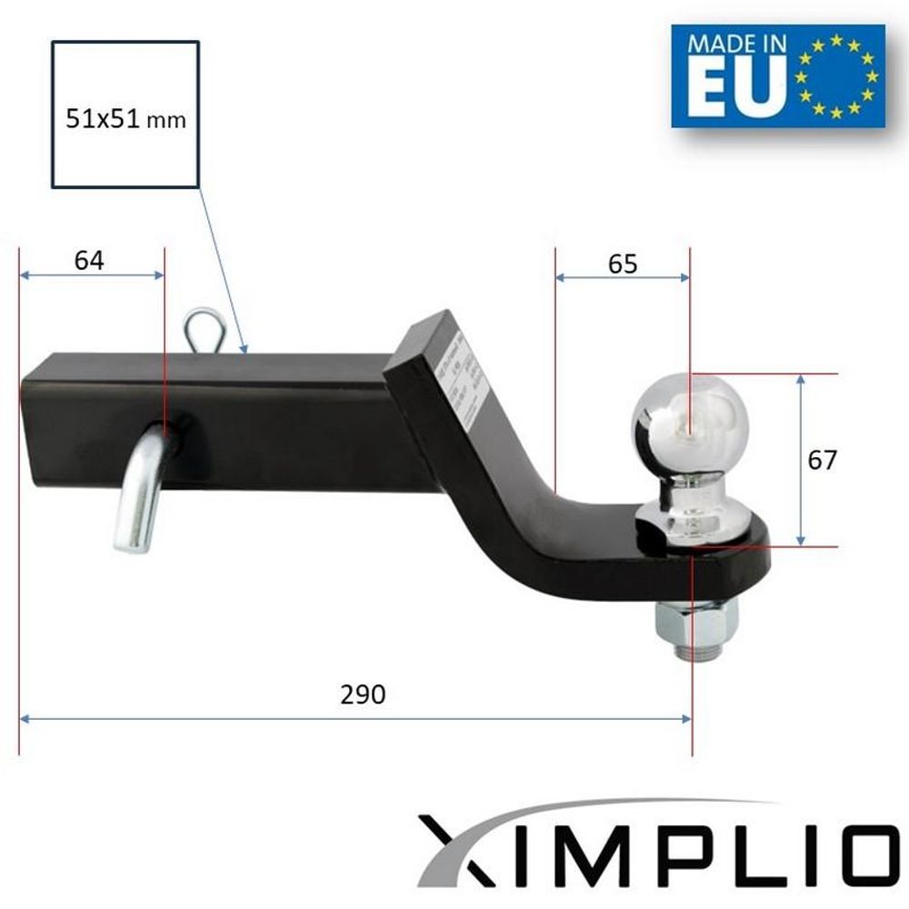 Anhängerkupplung AHK-Einschub 2-Zoll Adapter 51x51mm für Kymco MXU