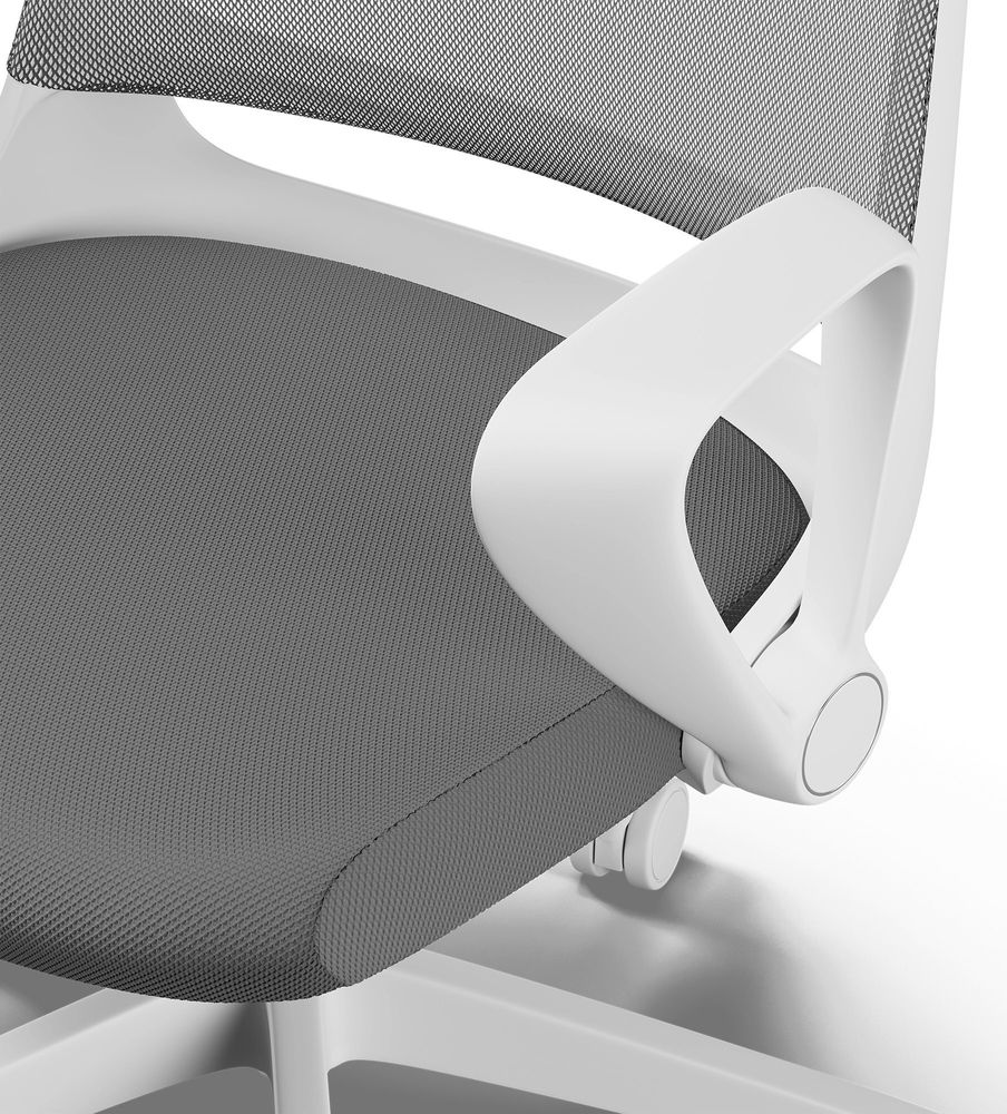 SENSE7 Sopty Ergonomischer Bürostuhl Schreibtischstuhl Weiß Klappbare Armlehnen Netzrücken Wippfunktion Homeoffice Office Chair Gummirollen 120 kg