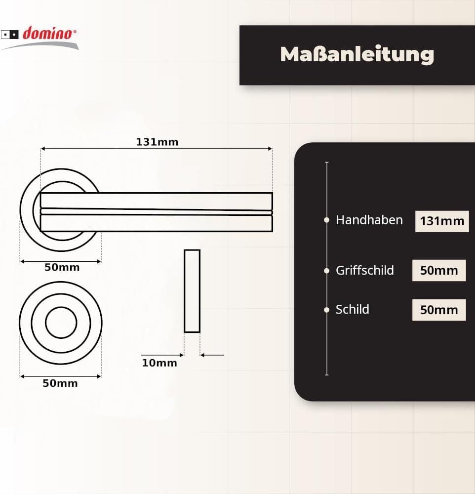 DOMINO Türgriff Drückergarnitur WC - Bad Set | Rund-Rosette | für Badezimmertüren | Set WC - Rosetten-Garnitur | Aluminium | Schwarz | DEKAN-R BLACK |