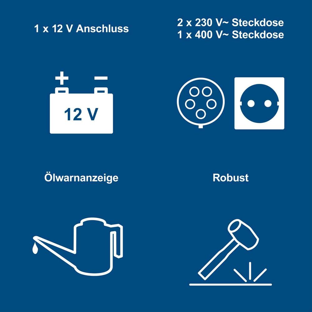 Das Bild zeigt die Keyfacts des Generators.