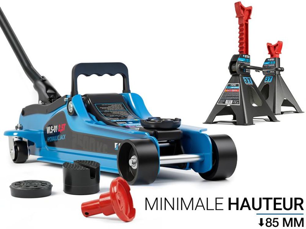 Cric de manœuvre Kit de cric 2500 KG avec 2x béquilles 3T