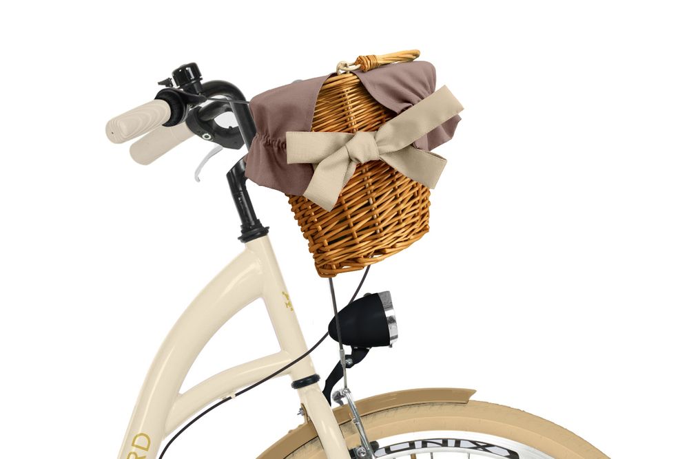 Milord Komfort Fahrrad Mit Weidenkorb Damenfahrrad, 28 Zoll, Rosa-Creme, 3 Gang Shimano