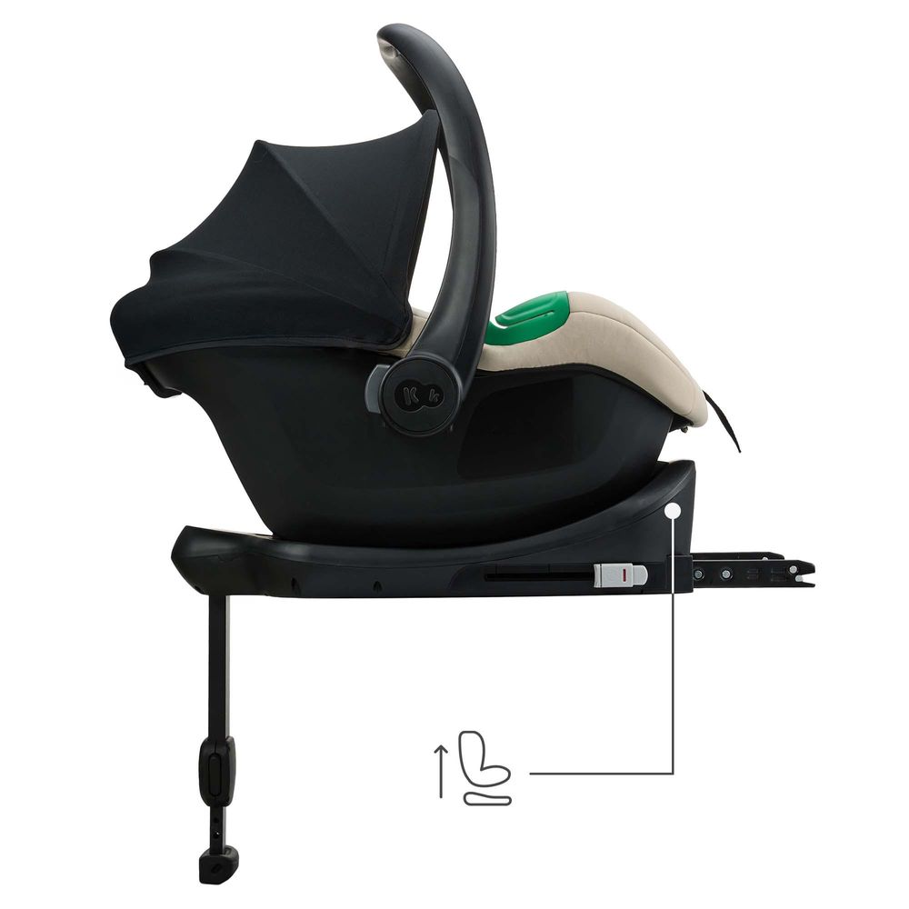 Kinderkraft MINK PRO 2 i-Size Babyschale, Autositz 40–87 cm, R129, mit ISOFIX-Basis MINK FX 2, SPS+, H-GUARD+, EASY GROW, Beige