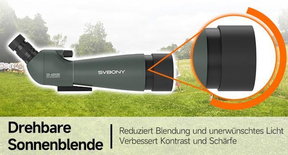 Svbony SV28 Upgrade 20-60x80 Spektiv, mit Telefonadapter und Kamarastativ, HD FMC, Long Range Spotter Scope, für Vogelbeobachtung, Sportschützen