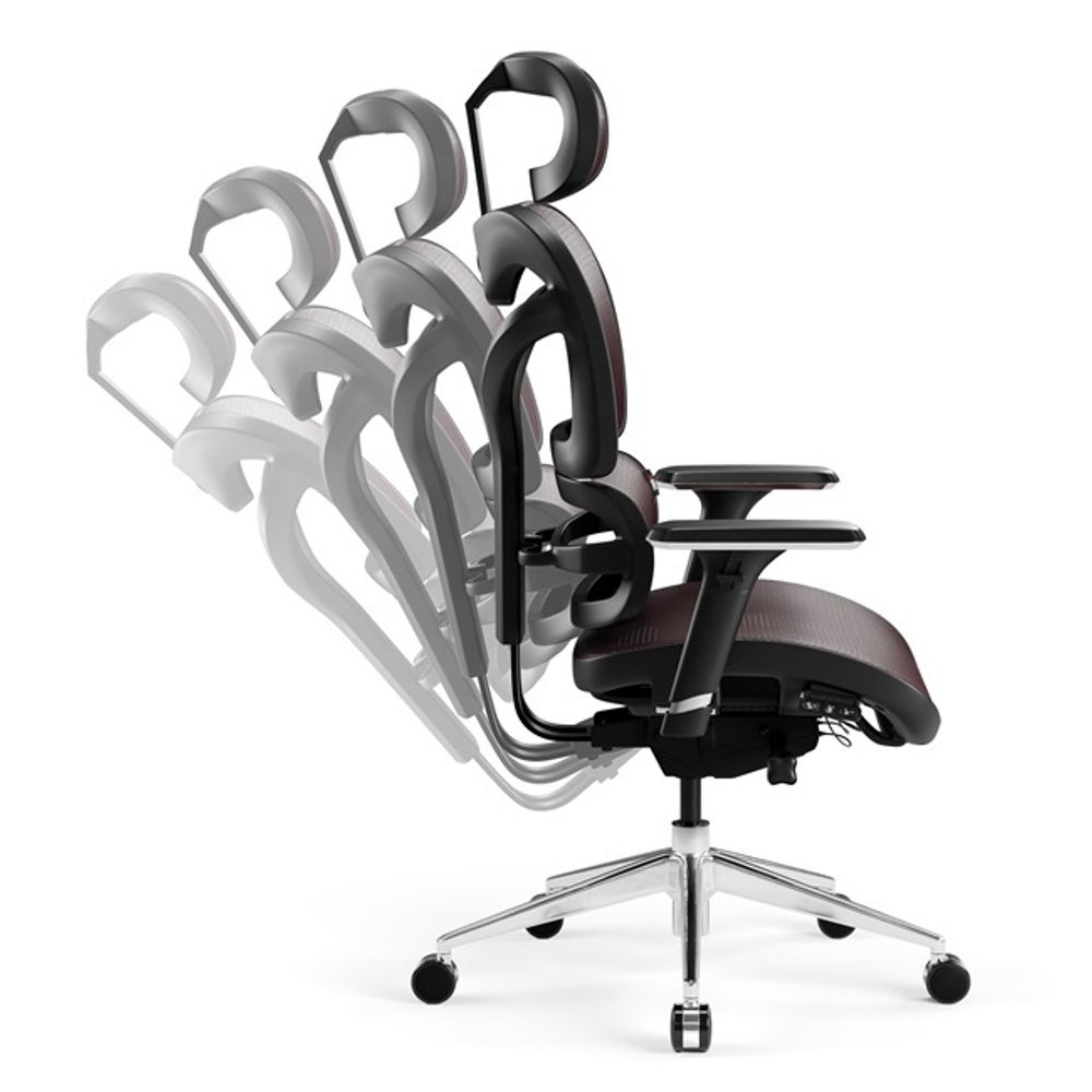 Diablo V-Commander Ergonomischer Bürostuhl Schreibtischstuhl Chefsessel 3D Armlehnen Verstellbare Kopfstütze & Sitzfläche Netzstof Farbe: Schwarz-Burgunderrot