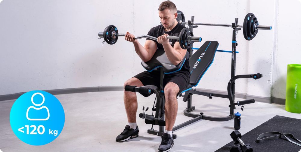 Panca pesi THUNDER® VIGOR-B con rack per bilancieri, scrivania per curl e panca da allenamento regolabile a farfalla per distensioni su panca, 240 kg
