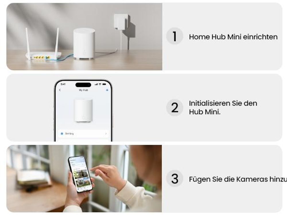 Reolink Home Hub Mini, Drahtlose Sicherheitszentrale, Max. 8 Kameras, Unterstützung bis zu 1TB microSD-Karte, KI-Zusammenfassung, Dualband-WLAN