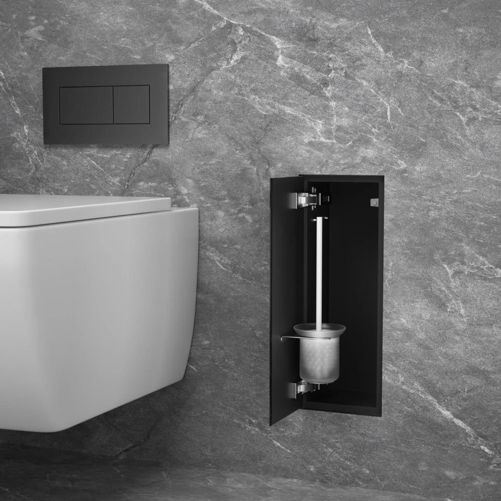 Unterputz-Wandnische für WC-Bürste mit Glasfront, Einbau neben dem WC