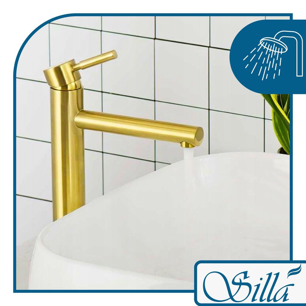 Wasserhahn, Wasserhahn Bad, Gold, Silla, Waschtischarmatur, Einhebelmischer