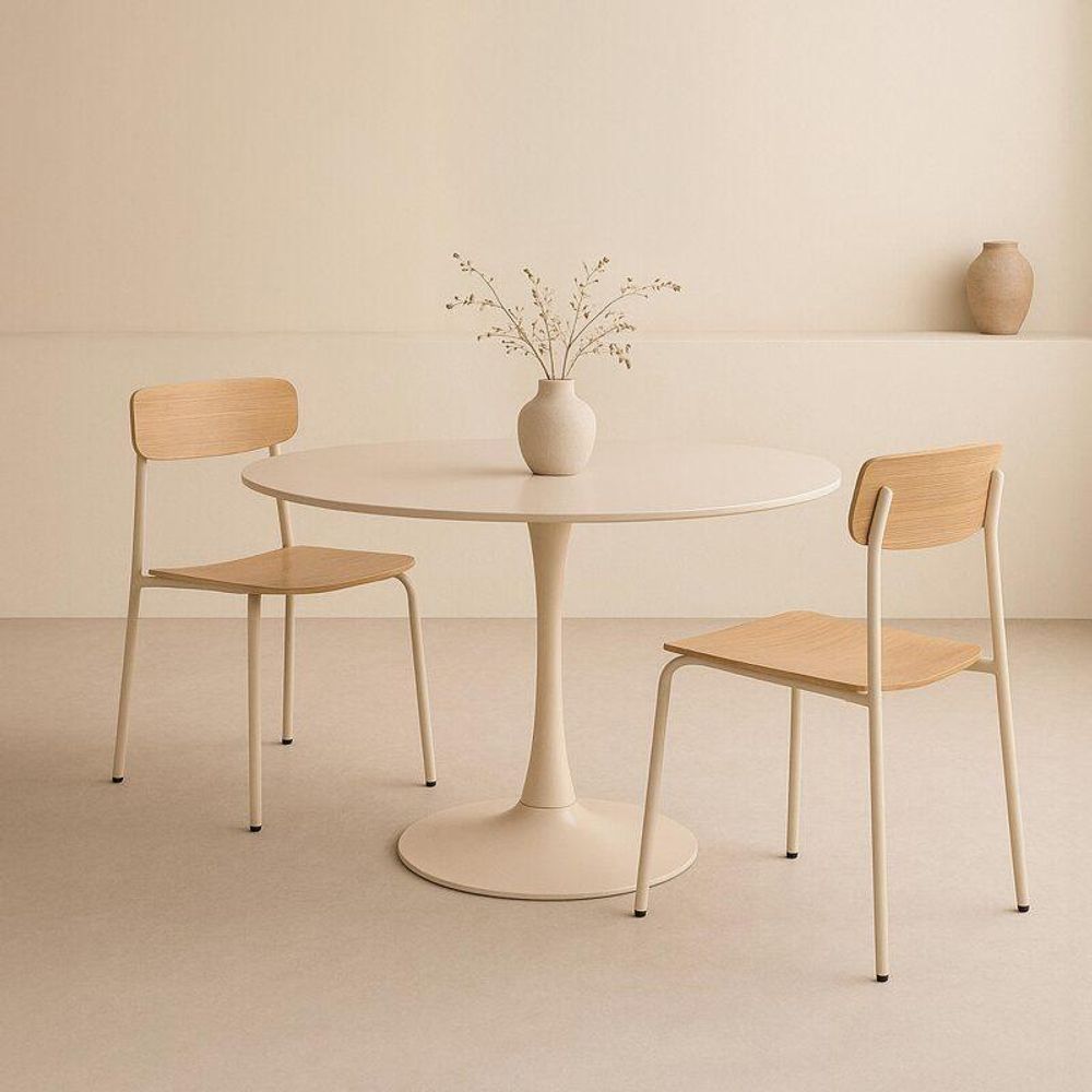 Material (Runder Esstisch für 4 Personen D100 cm Beige - Oviala Fancy)