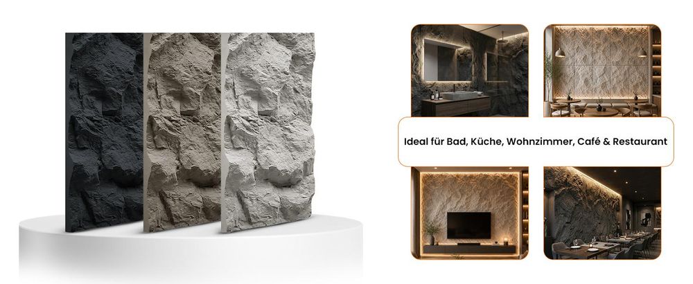 IZODEKOR Polyurethan Steinpaneele 120x60 cm 3D Wandpaneele 5 cm dick Steinoptik Wandverkleidung - Light Grey Stone