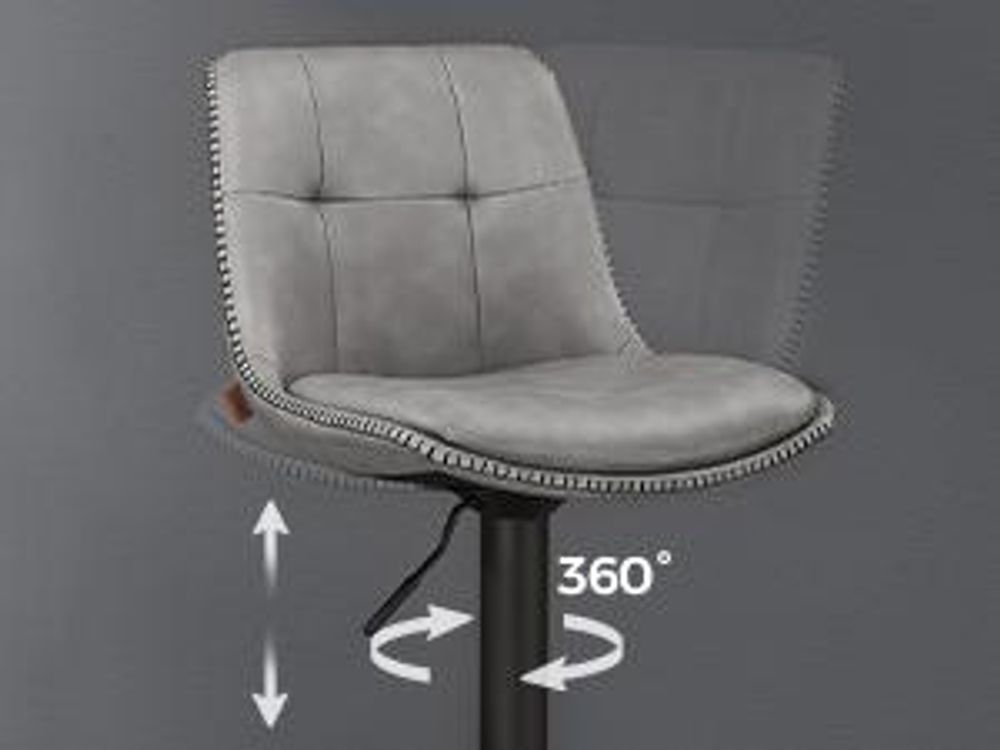 VASAGLE Barhocker 2er Set, höhenverstellbar, drehbar, mit Rückenlehne und Fußstütze, Taubengrau