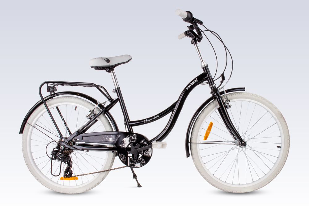 SUN BABY Flower Bike Kinderfahrrad 24 Zoll Mädchen, Fahrrad für Kinder ab 8 Jahre 7-Gang Shimano, V-Brake, Gepäckträger, Reflektoren Aprikose, 24 Zoll