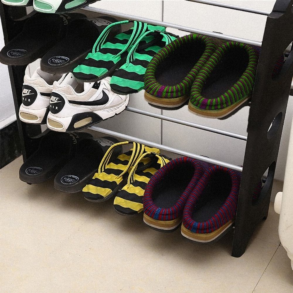 Schuhregal 4 Ebenen Schuhablage Schuhschrank Schuhständer 63x18x64cm Edelstahl Regal Schuhe bis 12 Paar Erweiterbar Schrank Schuh-Organizer Retoo