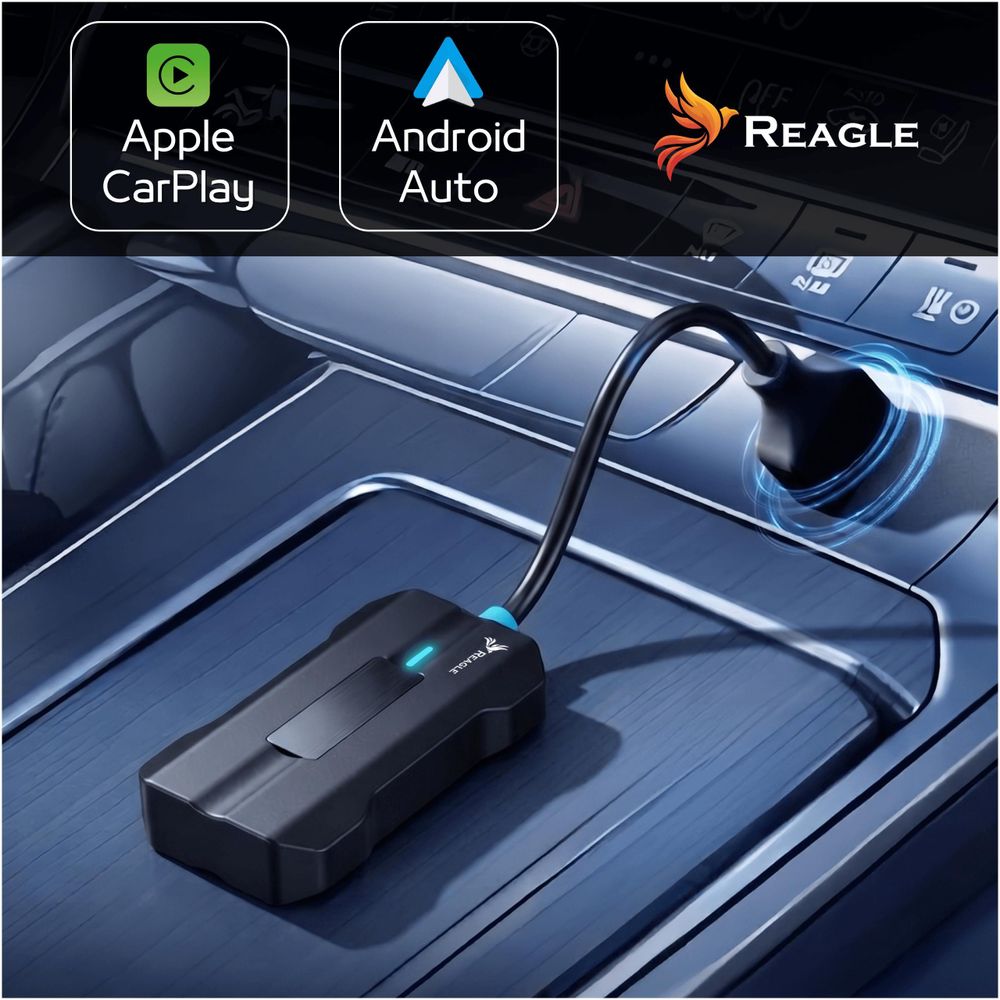 Wireless Adapter Mit Eingebautem Carplay Android Auto Apple Iphone, Kabelloser Mini-Adapter, Plug And Play, Reagle