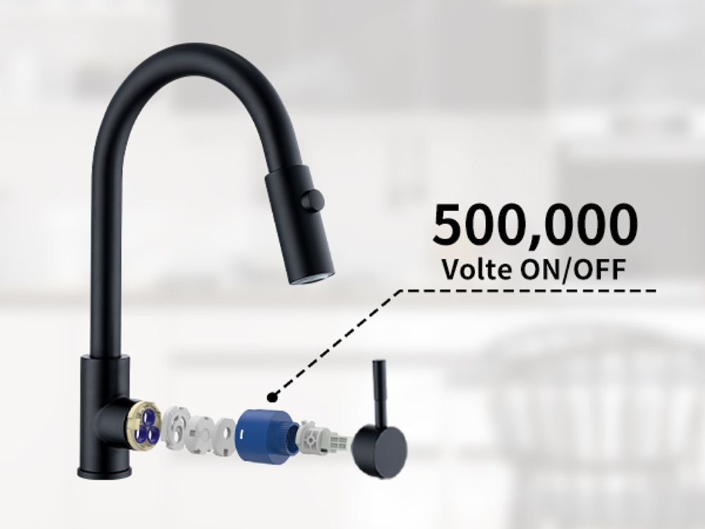 Wasserhahn Küche Schwarz Hochdruck Küchenarmatur Ausziehbar 360° Drehbar, Mischbatterie Küche Wasserhahn Ausziehbar mit 2 Modus, Armatur Küche Schwarz Wasserhahn Edelstahl Hochdruck, Schwarz