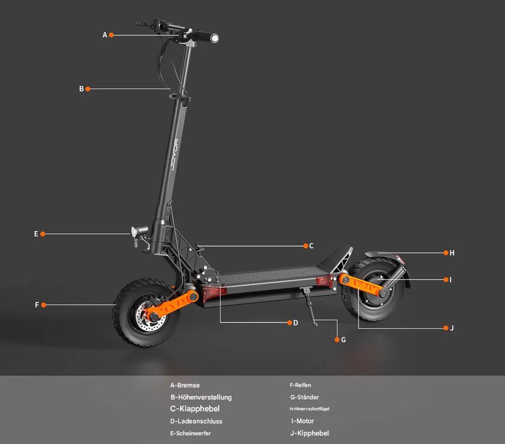 Joyor S10-S-Z Offroad E-Scooter 2000W, 65 km Reichweite, 10" Luftreifen