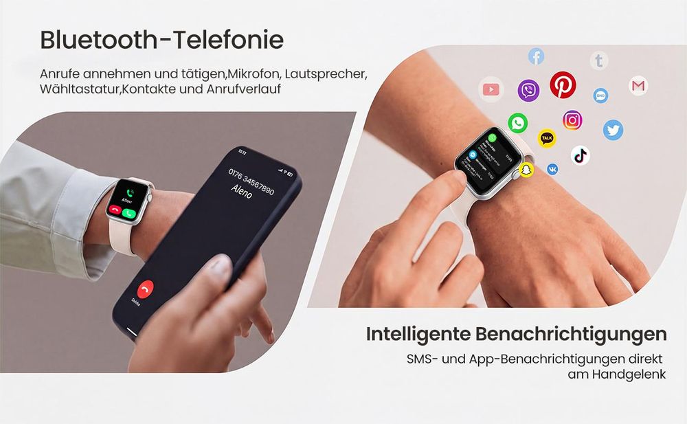 2026 Smartwatch Herren Damen 1.83 " AMOLED Display Smartwatch 800mAh Smartwatch Herzfrequenz-/Atemübungen-/SpO2-/Schlafüberwachung für Android und iOS