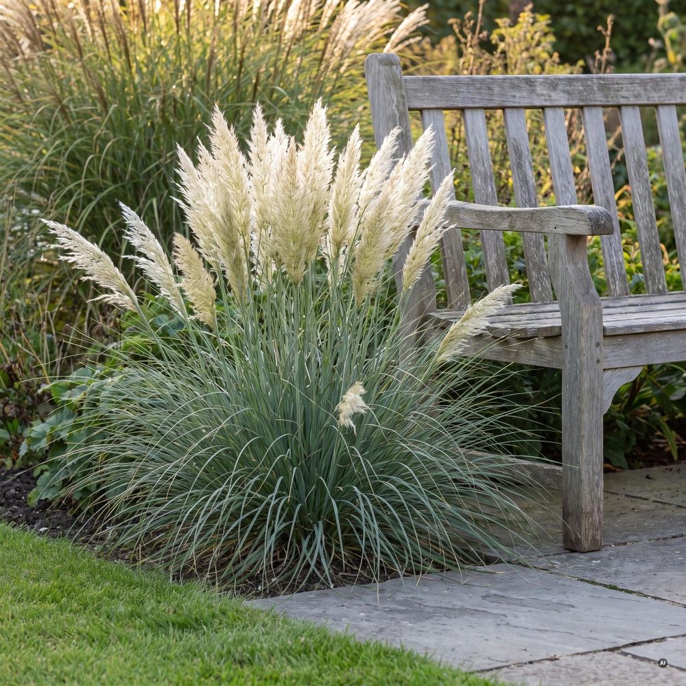 Cortaderia selloana 'Tiny Pampa', Zwergsorte mit 60 bis 70 cm