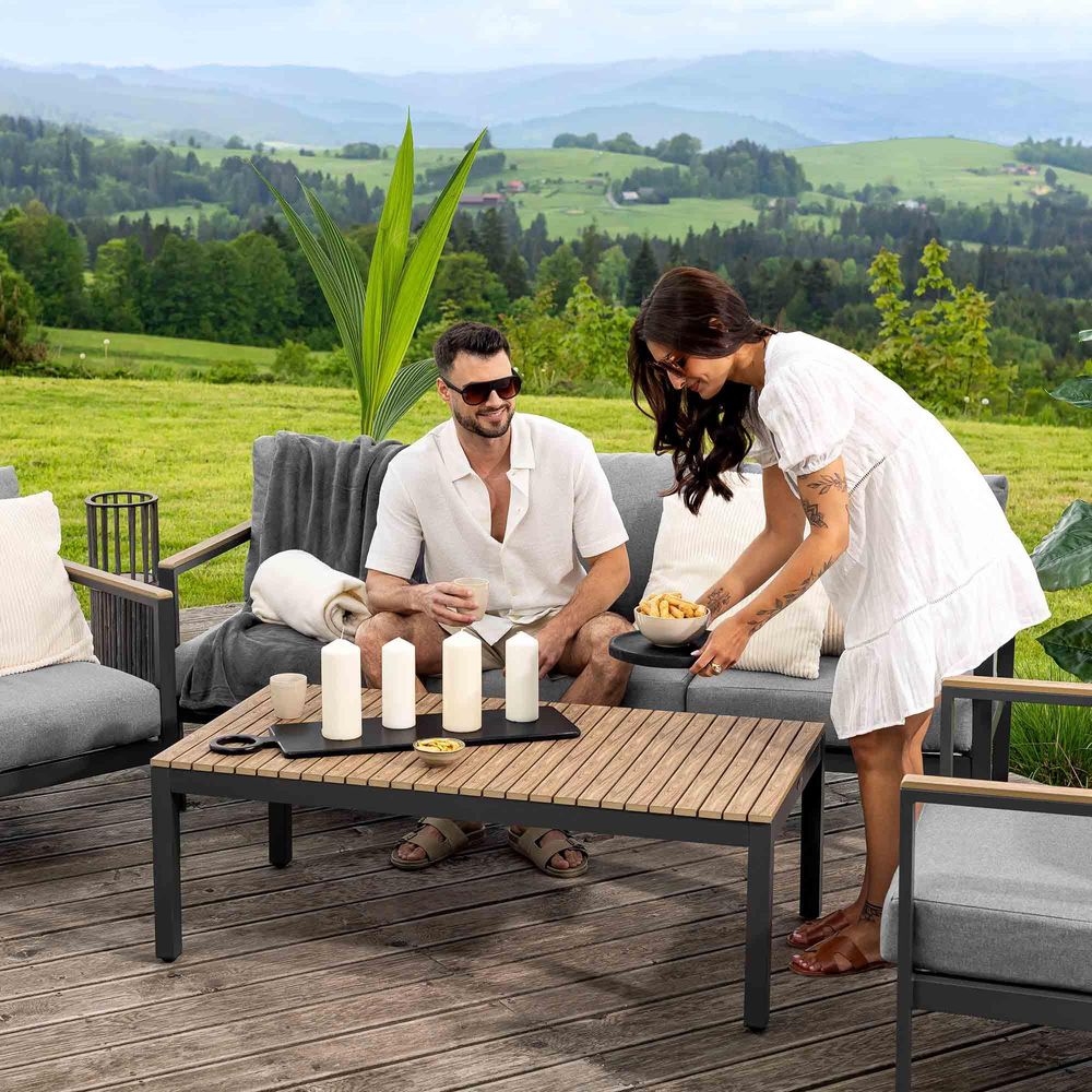 di volio Gartenmöbel-Set TIVOLI, Terrassenmöbel aus wasserfestem Materialien, Gartenmöbel für 5 Personen - Couchtisch & 3-Sitzer Sofa & 2 Sessel