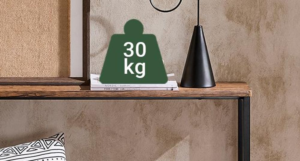 SoBuy Vintage Konsolentisch Metall Flurtisch schmal Dekotisch Sideboard Beistelltisch Natur/Schwarz BHT ca. 120x65x20cm FSB19-N