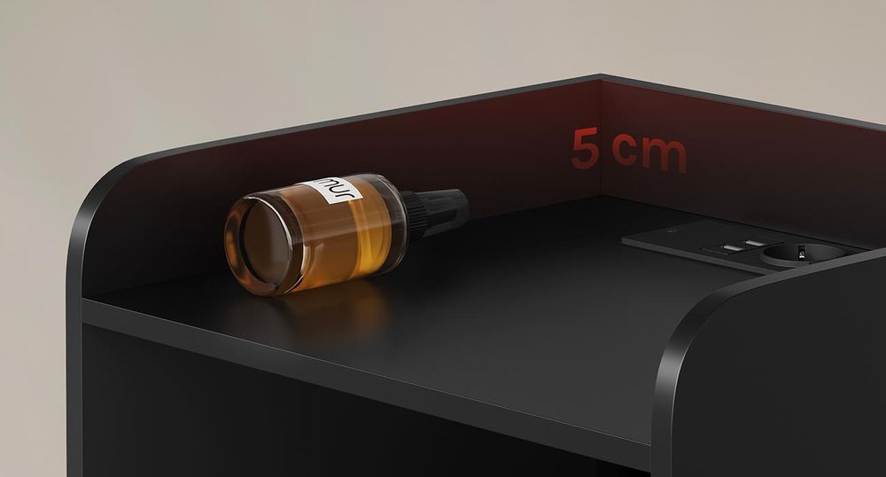 WOLTU Nachttisch Nachtschrank, Ladefunktion LED-Licht, 2 Steckdosen 2 USB, Holz, Schwarz