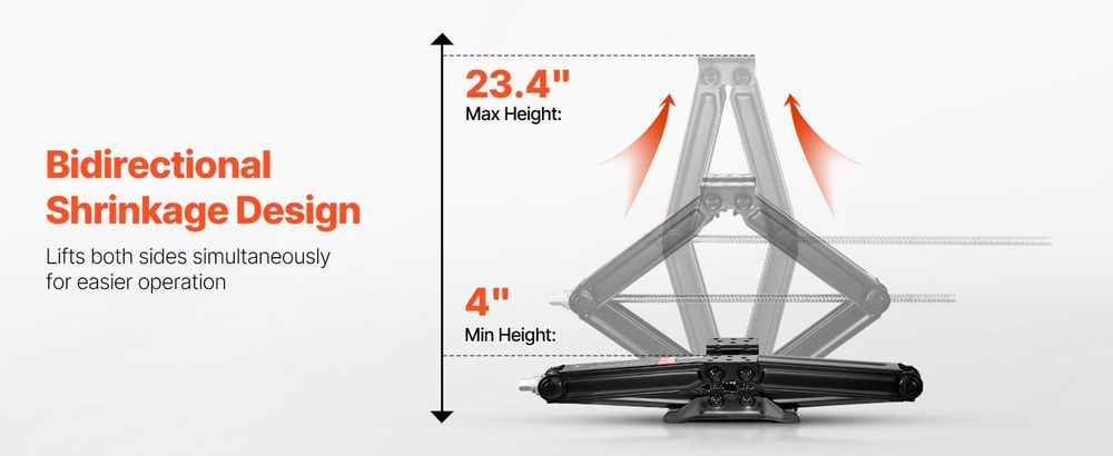 VEVOR 5000 lbs Wohnmobil Scherenstützen, 4-23,4 Zoll Wohnmobil Stabilizer Leveling Scherenstützen, Set aus 2, Schwerlast-Stabilisator mit Kurbelgriff, Steckdose und Wasserwaagen, Nicht leicht verbogen oder verformt, 9000 lbs, 4 Stück-b