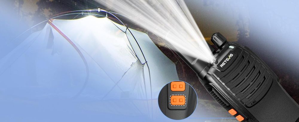 Retevis H777 Walkie Talkie, PMR Funkgeräte Set Lizenzfrei, mit Taschenlampe, Robust, Notfall-Warnungen, VOX, Handfunkgerät für Familie Camping