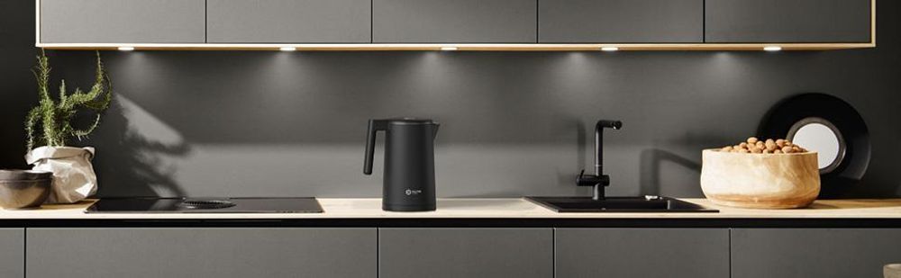 Balter Wasserkocher Edelstahl mit Temperatureinstellung 1,7L, 2200W, BPA-frei, LED-Anzeige, Temperaturwahl 40°C-100°C, Abschaltautomatik, Schwarz