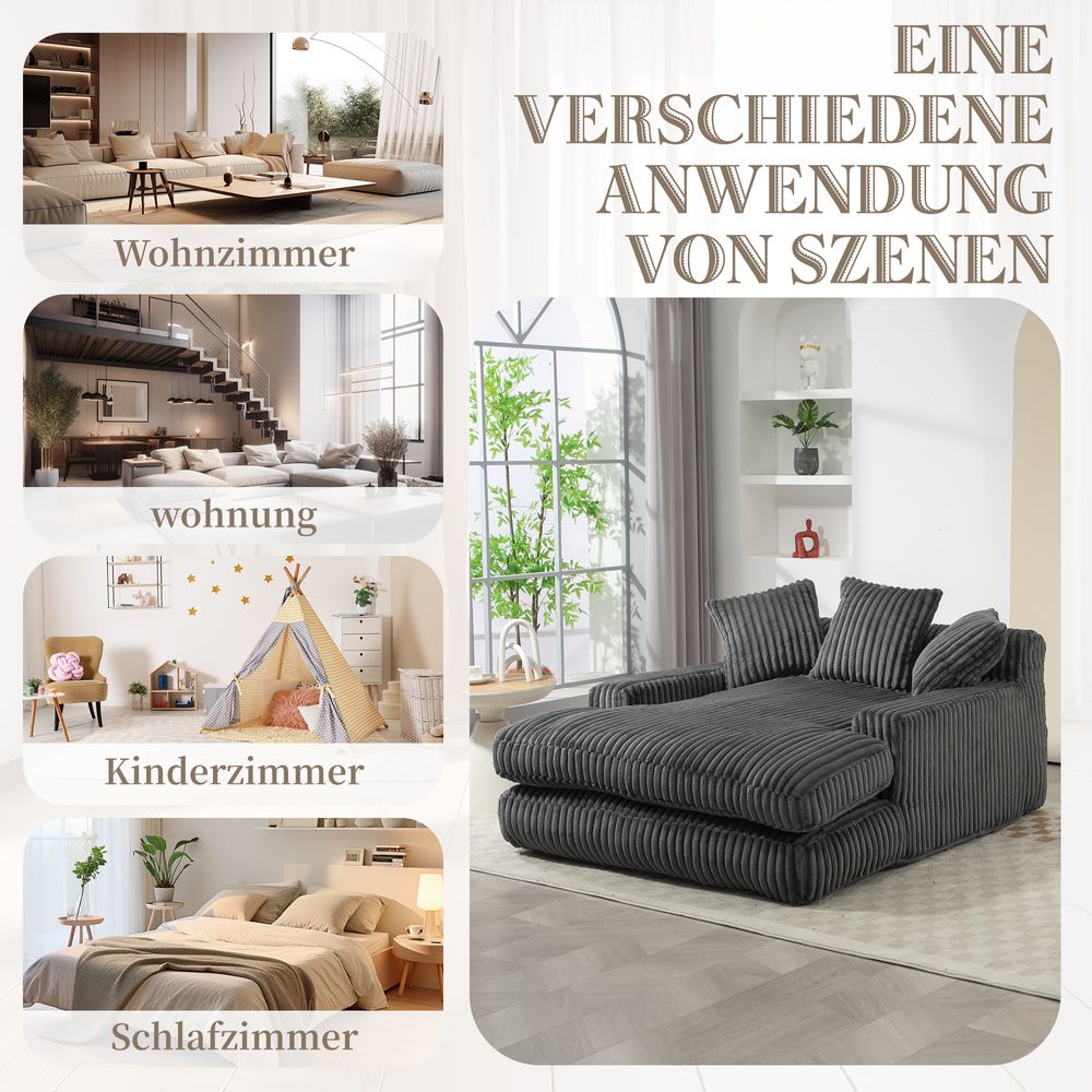 okwish Schlafsofa Ecksofa mit 3 weichen Kissen,Relaxsofa Polstermöbel Tagesbett mit hochdichten Schwamm-Rahmen, für Wohnzimmer，Büro，Dunkel Grau