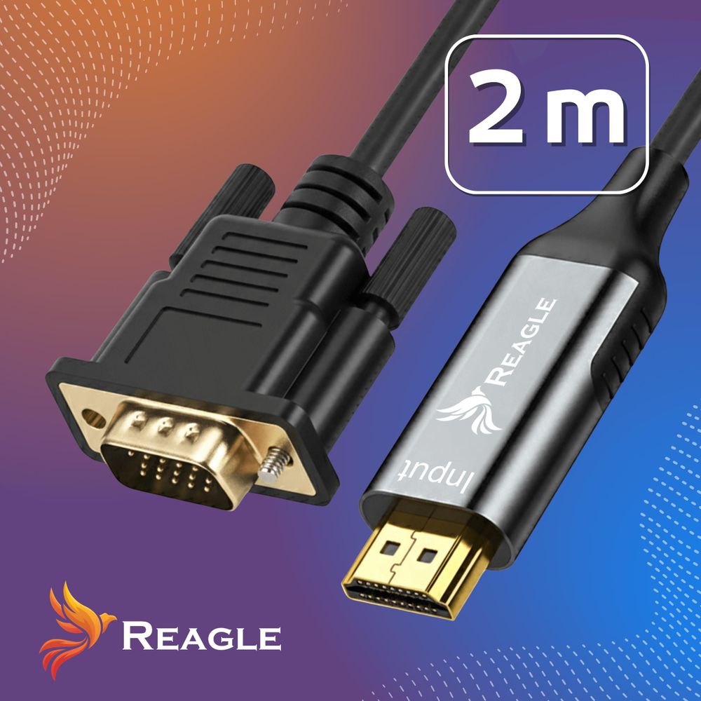 Reagle Hdmi Zu Vga Kabel 2M Adapter Konverter Full Hd 1080P Zu Monitor Unidirektionaler Hdmi → Vga Betrieb