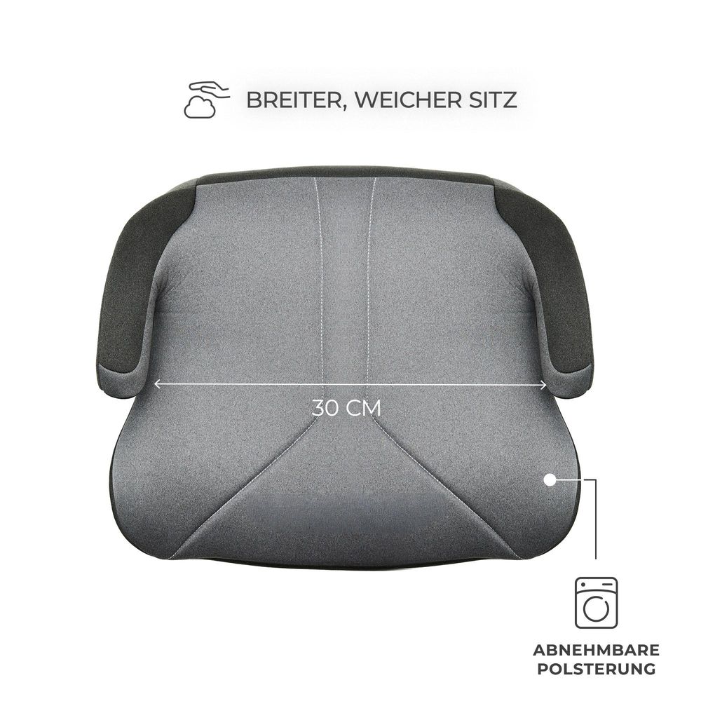 Kinderkraft I-BOOST 2 i-Size Autositz 125–150 cm, R129, 1,2 kg, ultraleicht, mit Armlehnen & abnehmbarem Bezug, Grau