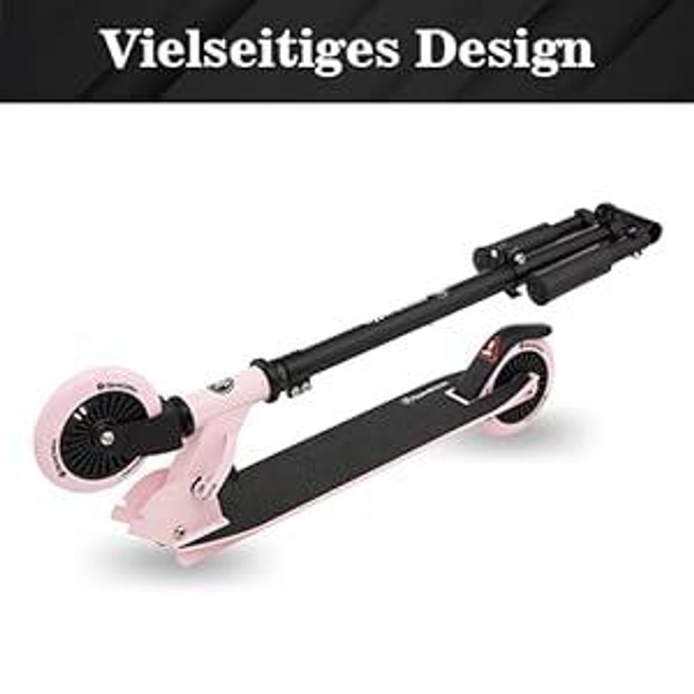 HyperMotion Kinder-Zweirad-Scooter – faltbar, höhenverstellbar, PolyurethanRäder, rosa