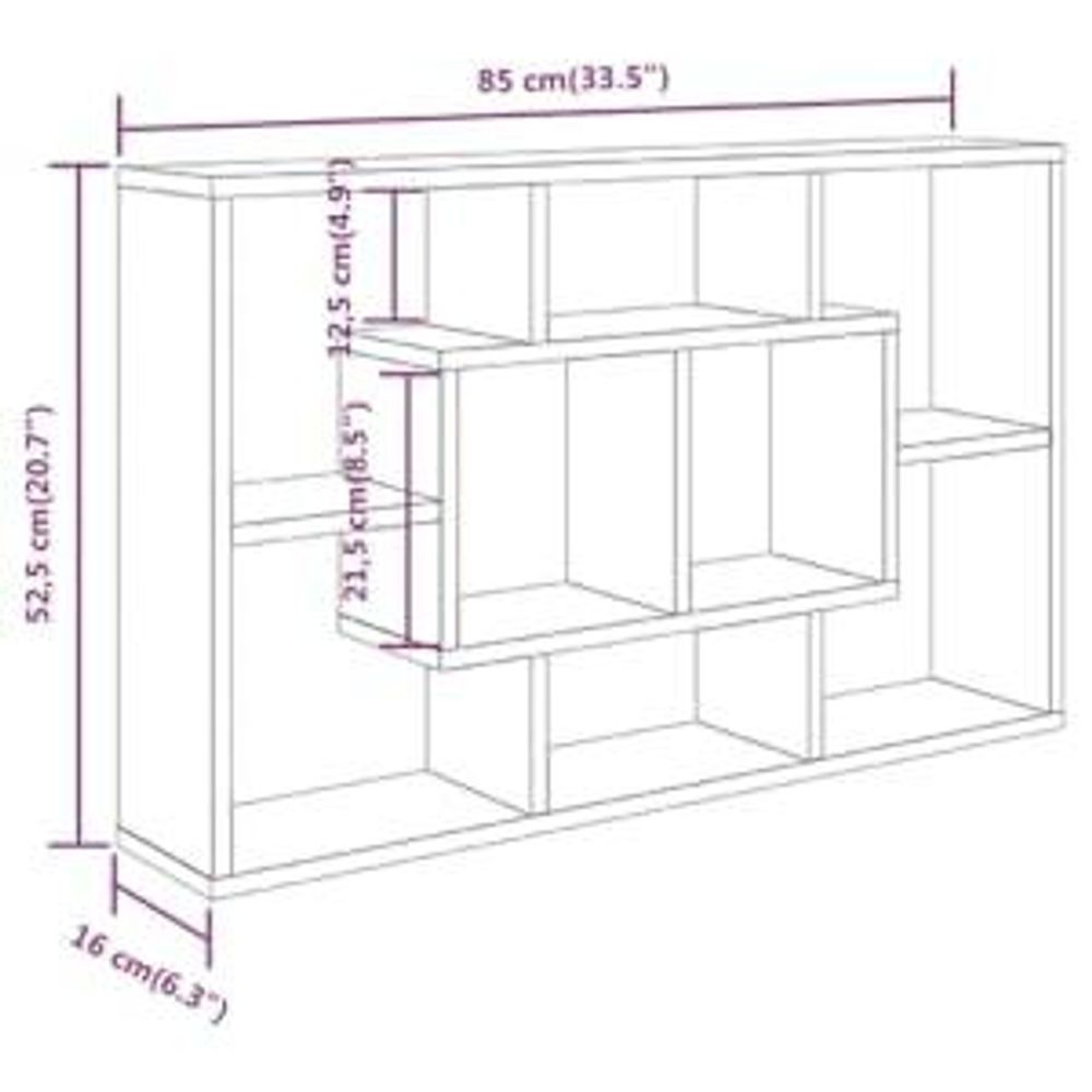 Scaffale a parete bianco 85x16x52,5 cm in materiale ligneo