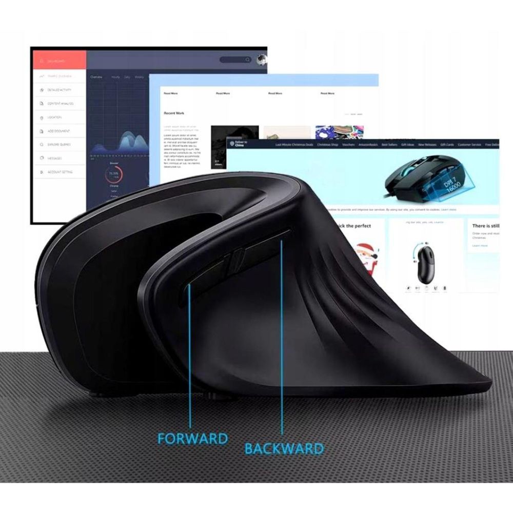 Mouse - Senza fili - Mouse verticale - Per computer e laptop - Nero - Ergonomico