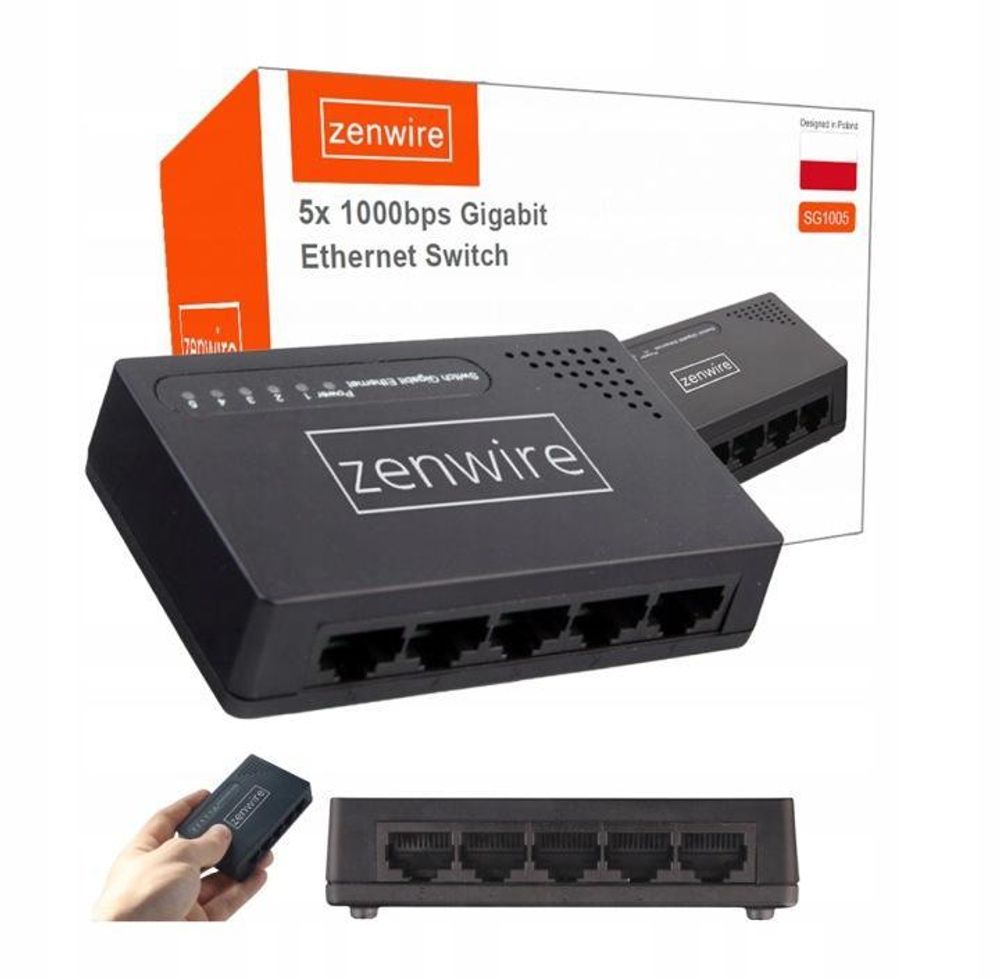 LAN-Switch Verteiler 5 Port Gigabit Ethernet RJ-45 10/100/1000 Mbps